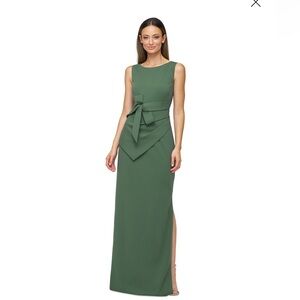 JS Collections Green Maxi Dress with Bow Detail